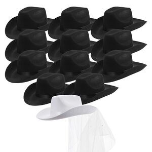 9289 Cowgirl Hats Party Pack | Bride White Cowboy Hat And Black